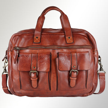 Spaghetti Western Swc405Cg Briefcase Vintage Handmade Drum Dyed Genuine European Cowhide Leather Women Bag Western Handbag Purse